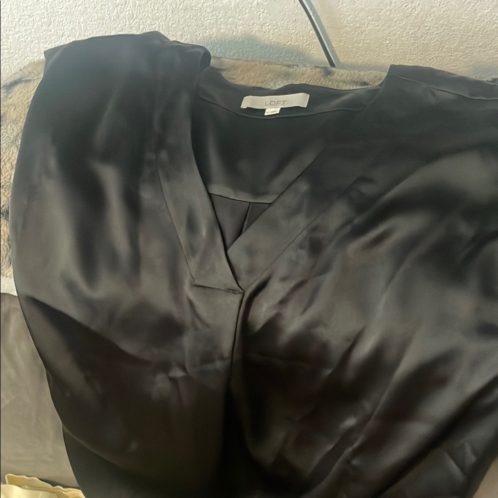 LOFT Elegant Black Satin Top